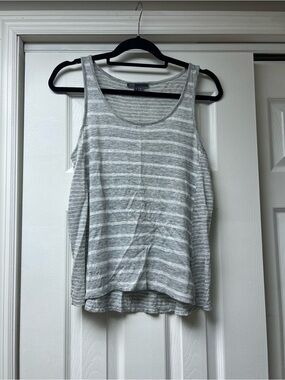 Vince Gray and White Striped Tank Top